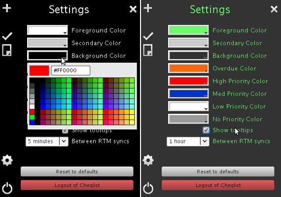 Cheqlist Settings