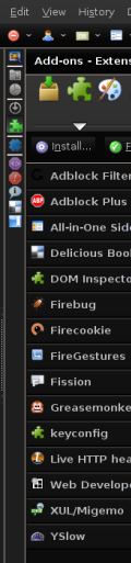 Firefox extension list